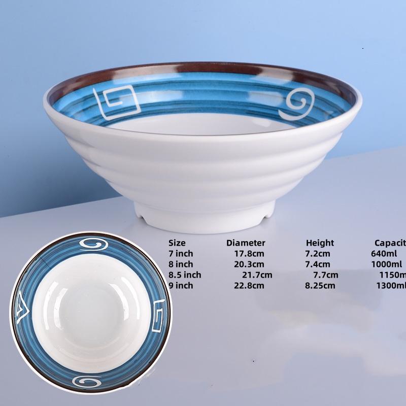 Melamine Noodle Bowl Household Plastic Tableware Restaurant big round Ramen Salad Bowl Thickened Not Easily Broken Soup Bowls