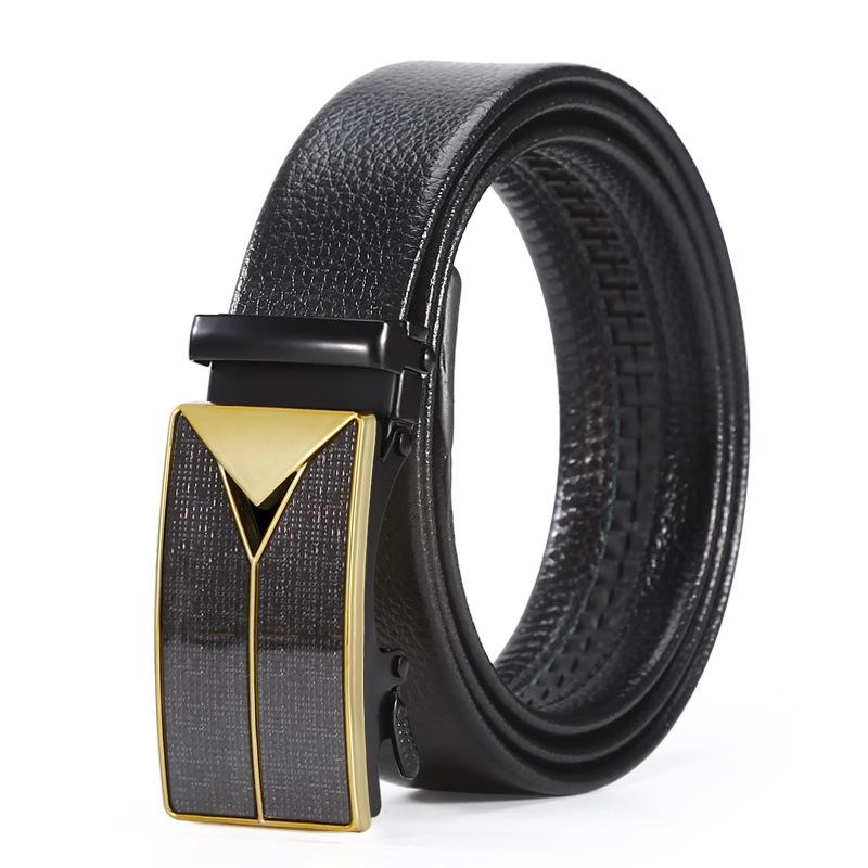 

Мужской ремень с автоматической пряжкой Zhongqing Business Lychee Pattern из искусственной кожи для мужчин 125cm
