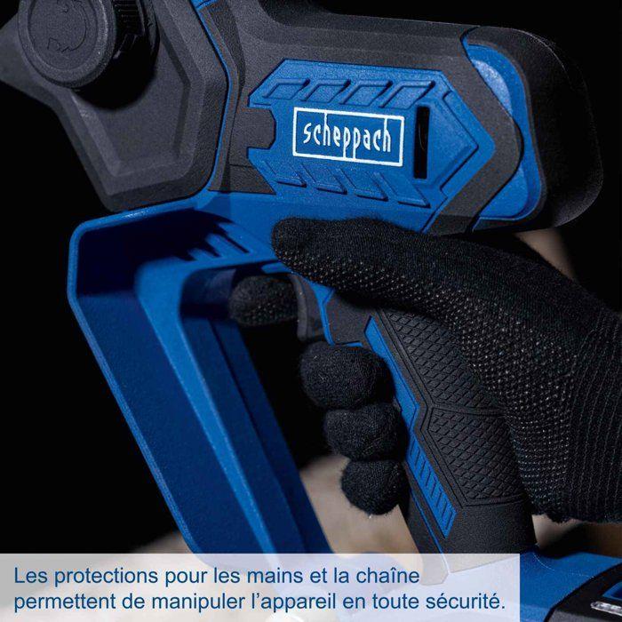 Pack Scie de jardin sans fil C-PS100-X - Longueur coupe 127 mm - Vitesse 4,8 m/s - SCHEPPACH 20V IXES Batterie 2Ah + chargeur 2.4A