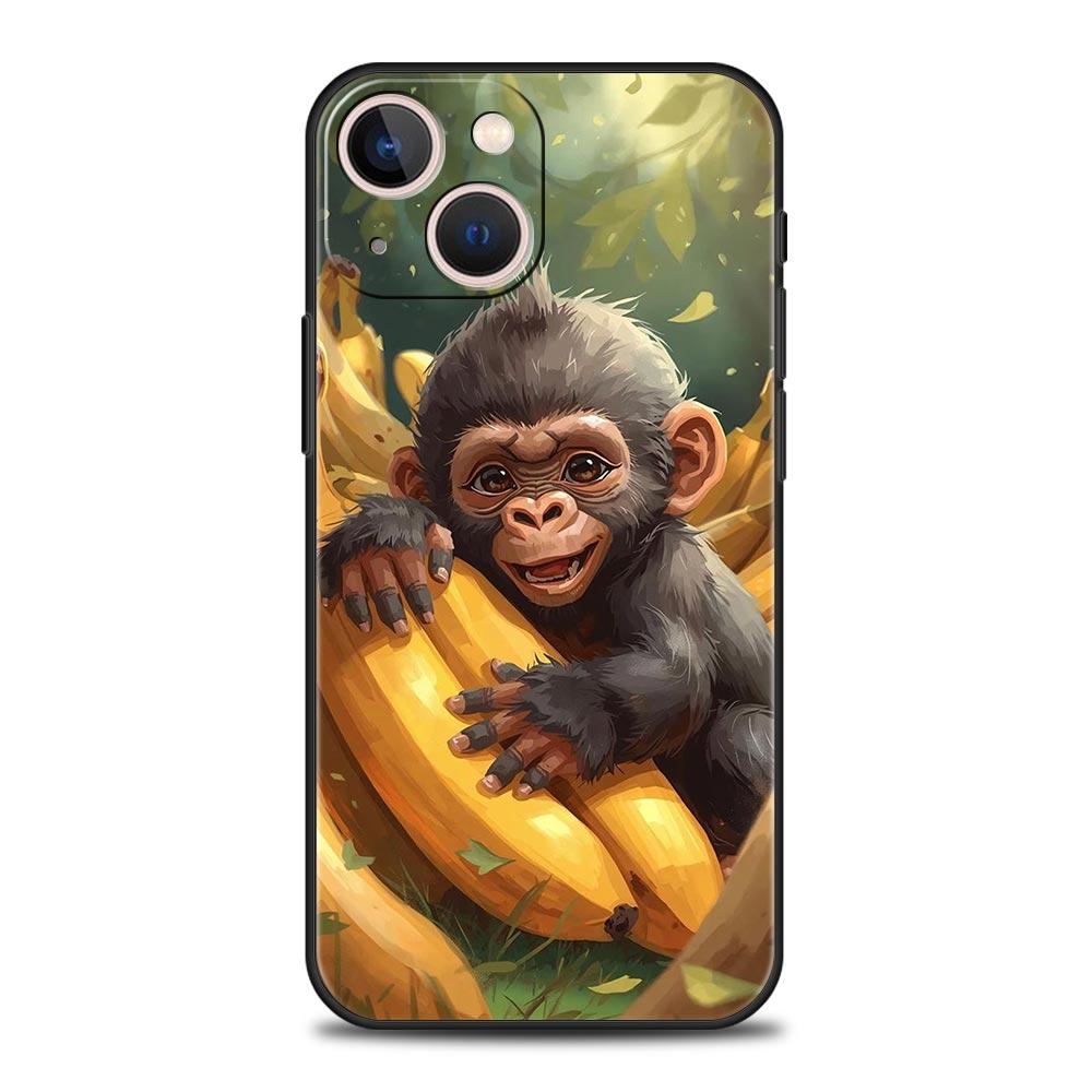 Monkey And Banana Phone Case Cover for iPhone 17 16 15 14 13 12 11 Pro Max 17 Air Plus Shockproof Soft TPU Shell Fundas Capa Bag