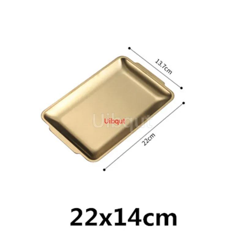 304 gold golden Stainless Steel Food Storage Trays BBQ Sushi Flat Dish Bread Pastry Baking Pan Kitchen Fruit Vegetable Plate