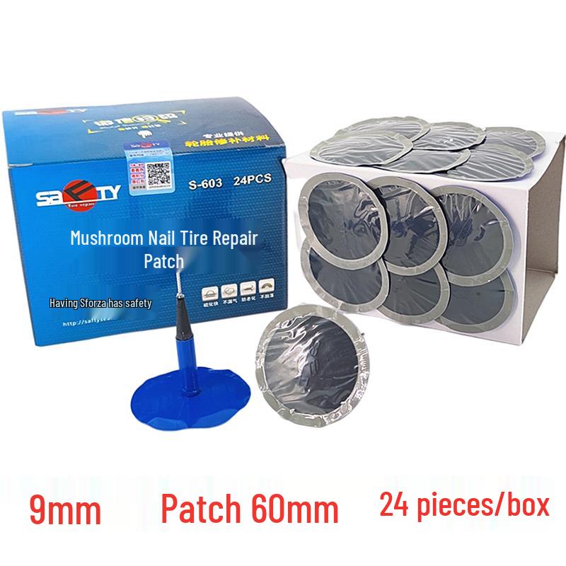 Mushroom Nail Tire Repair Plug & Patch Set for Vacuum Tires (3mm, 4.5mm, 6mm)