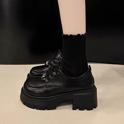 British Style Lace-up Small Leather Shoes Women's 2025 Spring and Autumn New Ins Trendy Internet Celebrity Fashion Versatile Platform Loafer Single Sh
