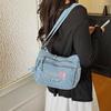 Jeansowa Haftowana Torba na Ramię Damska Torebka Miejska Torba Crossbody
