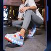 Student Skating Shoes Rotating Button Four Wheel Skate Roller Shoes Roller Skating Removable  Kids Glowing Sneakers