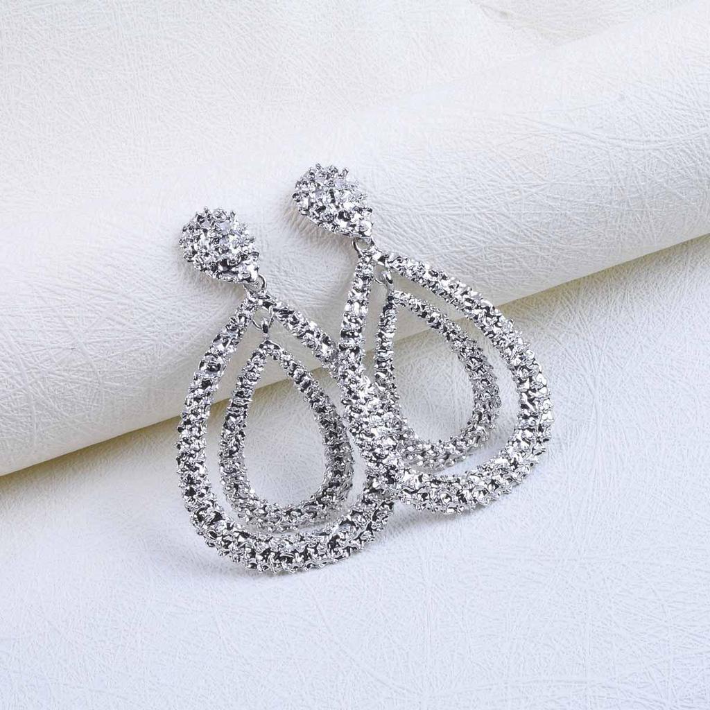 Exaggerated Double-Layer Water Drop Geometric Earrings: Creative Fashion Statement Piece