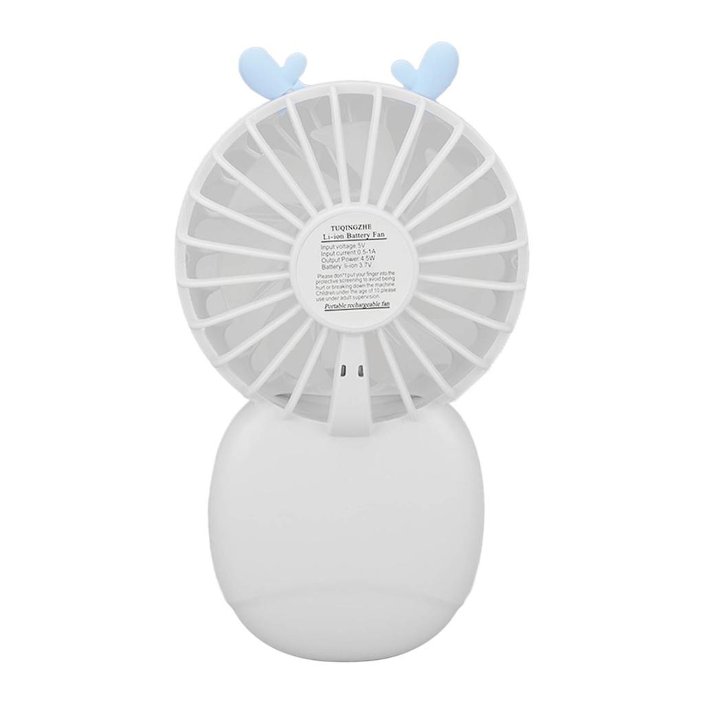 Mini Portable Pocket Fan USB Rechargeable Handheld Fan Speed Adjustable Small Desk Cartoon White Fanner