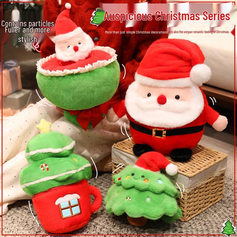 Vánoční plyšové hračky: Vánoční ozdoby: Santa, Sněhulák a Stromeček