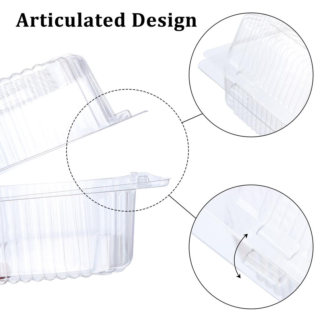 Clear Plastic Square Hinged Food Container, 5" Length X 9" Width X 3" Depth, 10P