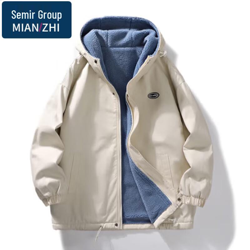 Herren Kapuzenjacke aus verdickter Lammwolle, Freizeitjacke