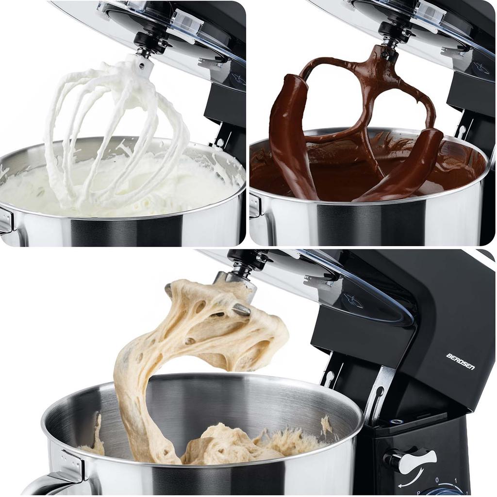 Berdsen 1400 W Bd-756 Batidora Planetaria 3 en 1 Procesador de Alimentos 6L