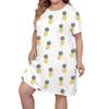 Women's Pajamas Plus Size Summer New Leopard Print Round Neck Loose Casual Mid Length Sleeping Dress