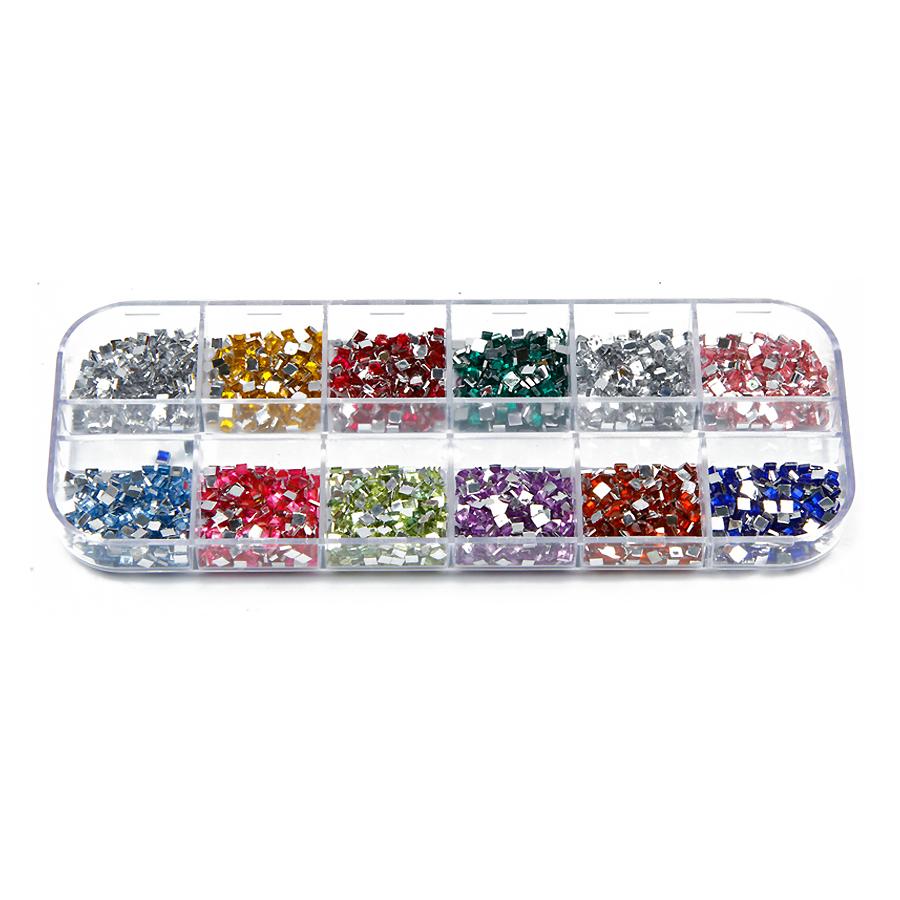 Flatback Nail 3000pcs Colorful Rhinestones Nail Gems Nail Art Decoration Nail Accessories Waterdrop Square Triangle Shape