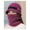 Outdoor Elderly Middle Aged Winter Beanie Hat Scarf Fleece Lining Warm Knit Bucket Hat Windproof Hat Scarf Set for Women