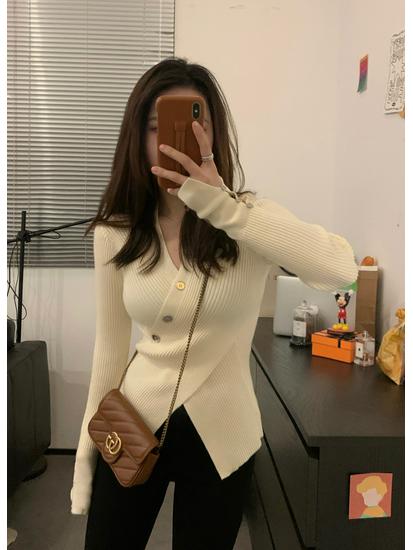 Irregular Design Slimming Knit Sweater Top for Women - Spring/Summer