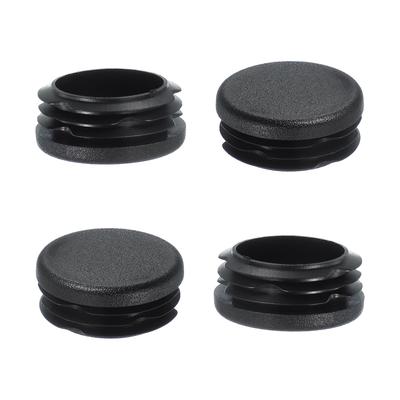 PATIKIL 1-1/2" Plastic Tube End Caps, 4 Pieces Round Hole Plug Inserts for Round Iron Pipe Chair Legs, Tables, Bookcases, and Patio Furniture, Black