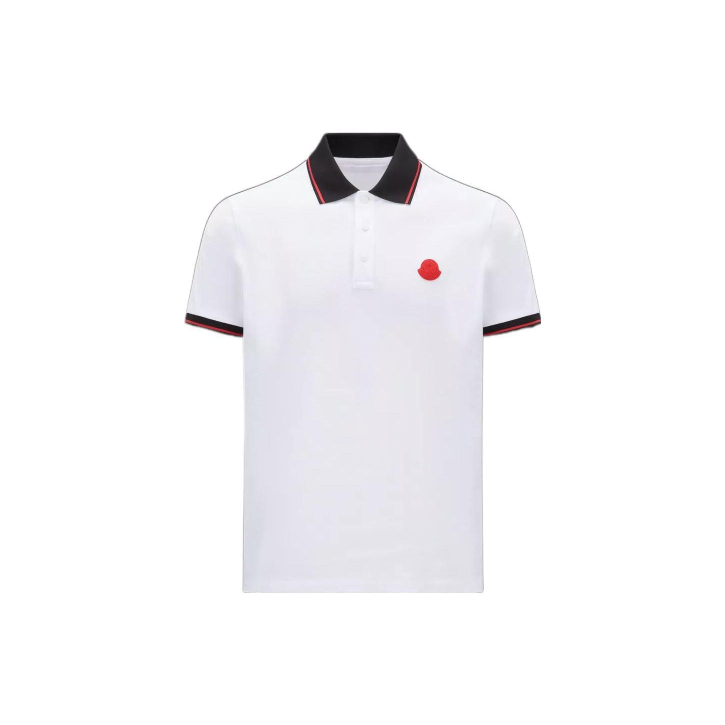Moncler SS23 Kleurblok Logo Patch Korte Mouw Polo Shirt Heren tops Wit I10918A0001284454001 S