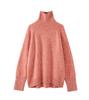 Women's Autumn/Winter High Neck Patterned Cashmere Raglan Sweater