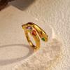 European and American Ins Style Ring Light Luxury Fashion Versatile Diamond-encrusted Stainless Steel Plated 18K Gold Multi-layer Ring Women's Adjusta