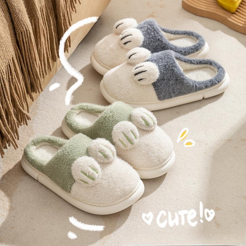 Зимние женские милые мультяшные кошачьи когти с толстым бархатом противоскользящие теплые — фото 3