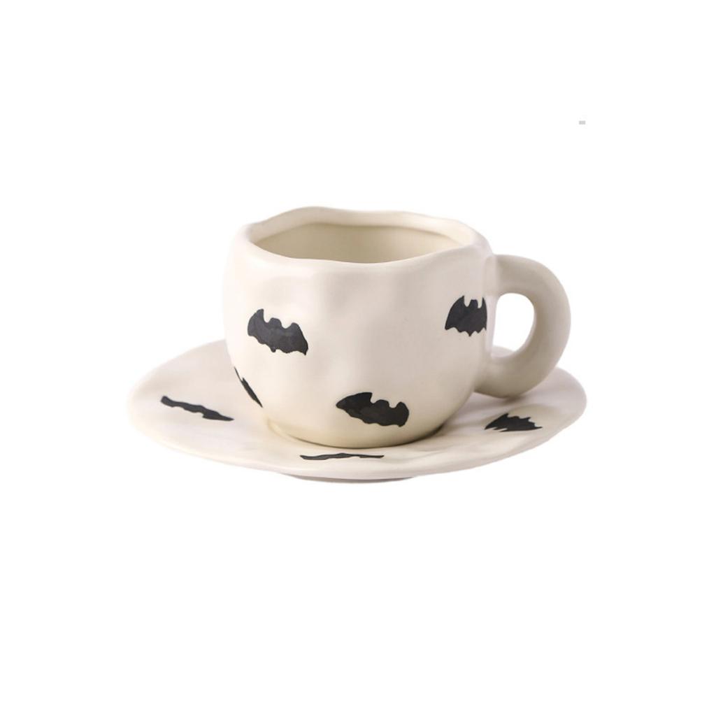 Creative Halloween-themed Ceramic Cups And Saucers Irregular Personalized Coffee Cups Coffee Saucers   Pattern Cups