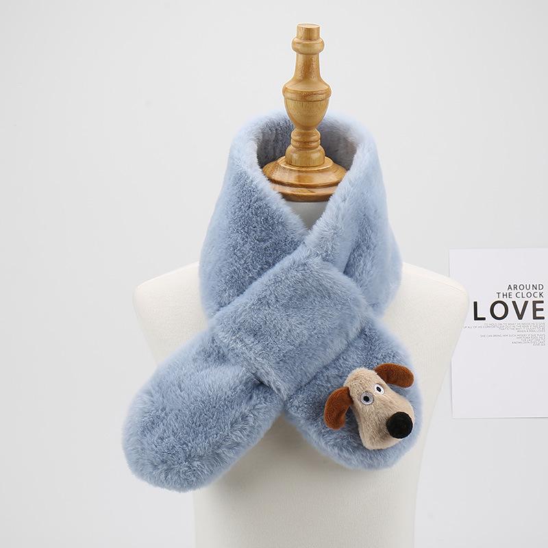 2025 Winter Children's Cartoon Faux Rabbit Fur Plush Scarf - Warm, Thick, and Furry Neck Warmer