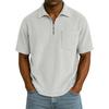Men's Summer Solid Color Zipper Pocket Lapel Loose Short Sleeve Top