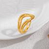 Minimalist Design Geometric Double Layer Opening Rings for Women 18K Gold Plated Adjustable Finger Ring Trendy Vintage Jewelry