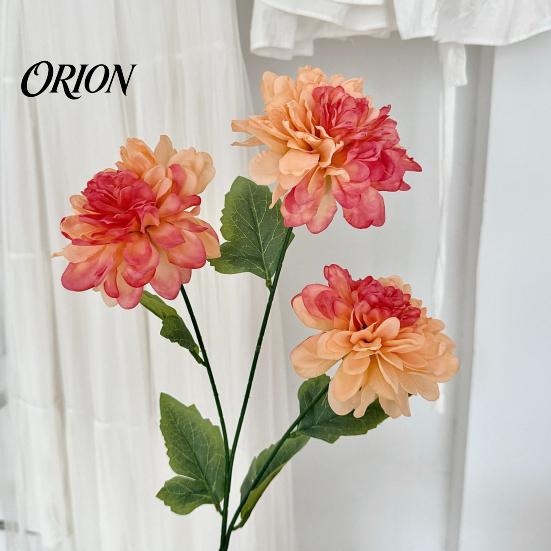Artificial Dahlia Bouquets 3 Head Flowers, Realistic Silk Fabric Floral Arrangement, Props for Photography Adjustable Fake Flowers Home Decor Wedding
