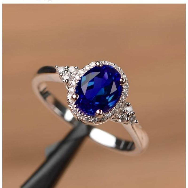 Factory Red Blue Zircon Copper Diamond Ring Popular Engagement Jewelry
