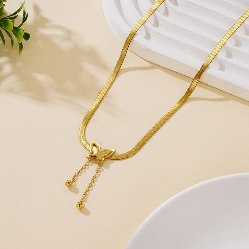 Elegant Gold Butterfly Tassel Chain Necklace for Women - Non-fading, Versatile, Fashionable Accessory