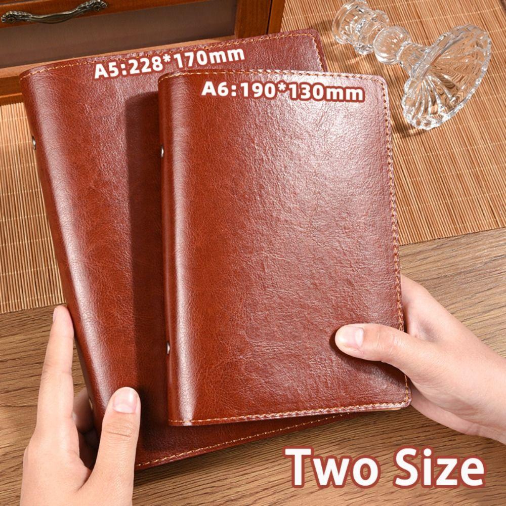 High Quality A5/A6 Notebook PU Leather Loose-leaf Diary Book Detachable Shell Binder Notepad Student