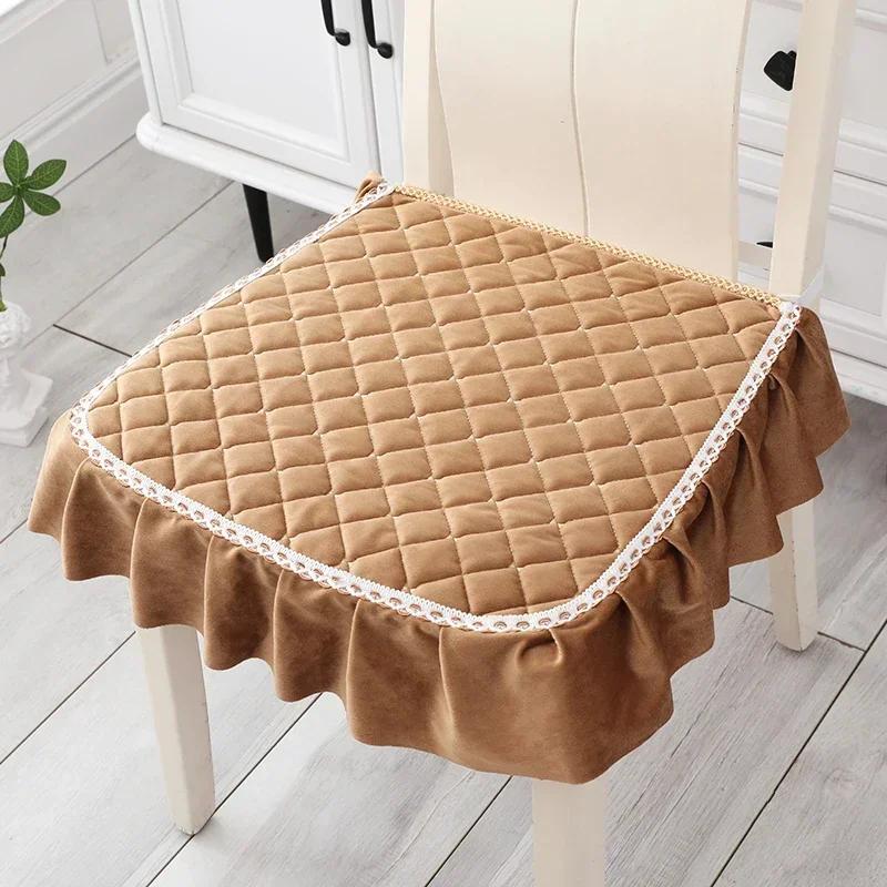Solid Soft Chairs Cover Four Seasons Universal Suede Chair Cushions Home Restaurant Silicone Anti Slip Clip Cotton Stool Cushion