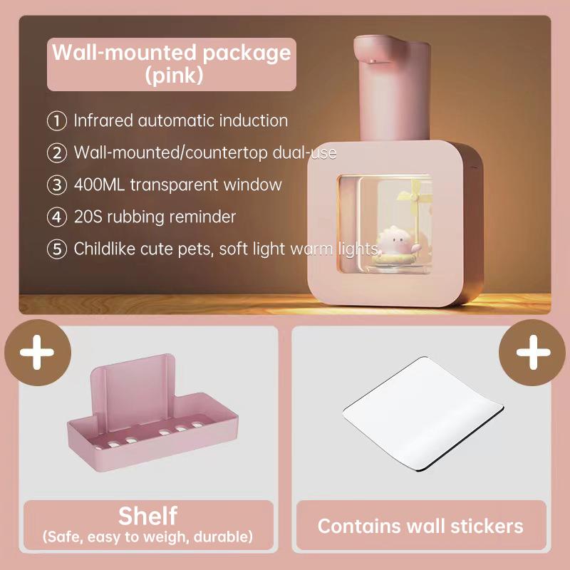 

Детский автоматический дозатор мыла с милым мультяшным питомцем, USB-пена для дезинфекции рук, машина для домашней ванной комнаты, 400 мл, бесконтактные дозаторы пены