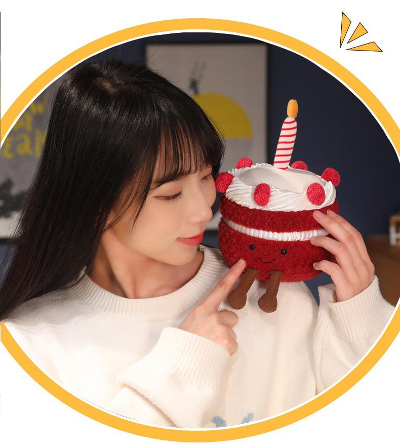 Douyin Xiaohongshu Cherry Red Velvet Cake Plush Doll Gift