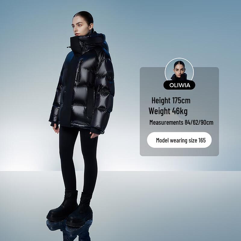 Tanboer Unisex Shiny Hooded Short Goose Down Jacket (Model 550591Z)