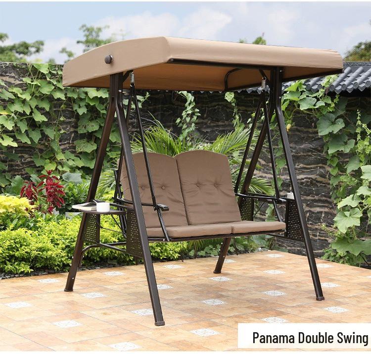 In-Stock Outdoor Hanging Swing Chair: Waterproof Wrought Iron Reclining Rocker for Balcony, Courtyard, or Garden