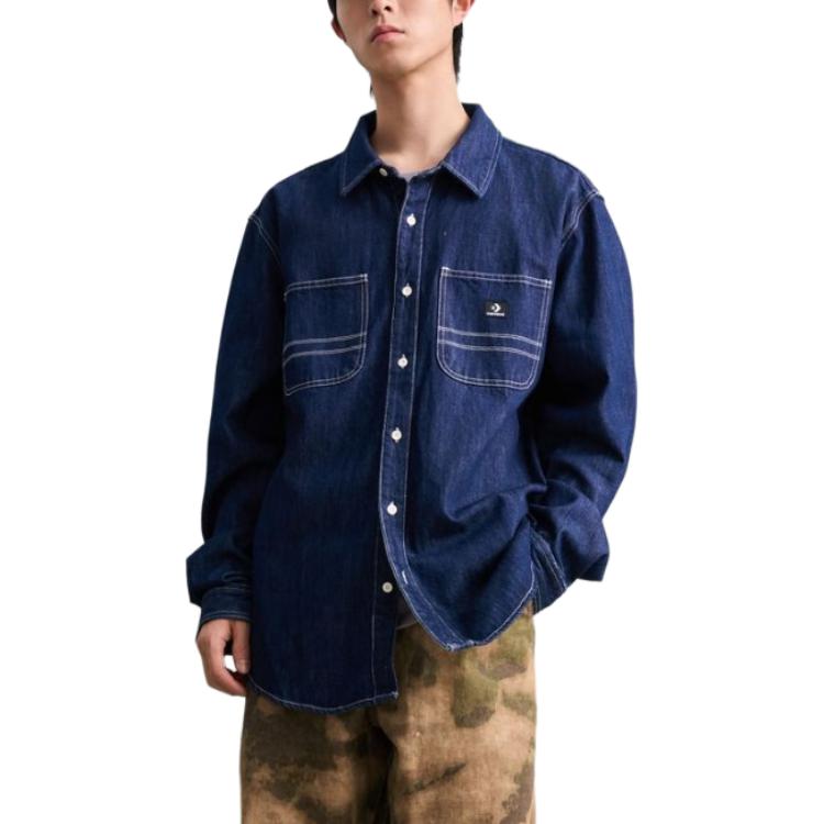 Converse Shirts Men's Blue A01 Lapel Moderate 10028411-A01