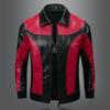 Giacca in Pelle da Uomo Nuova Giacca da Motociclista in PU da Uomo Giacca Colore Abbinato Moda Pelle Uomo Cappotti Sportivi