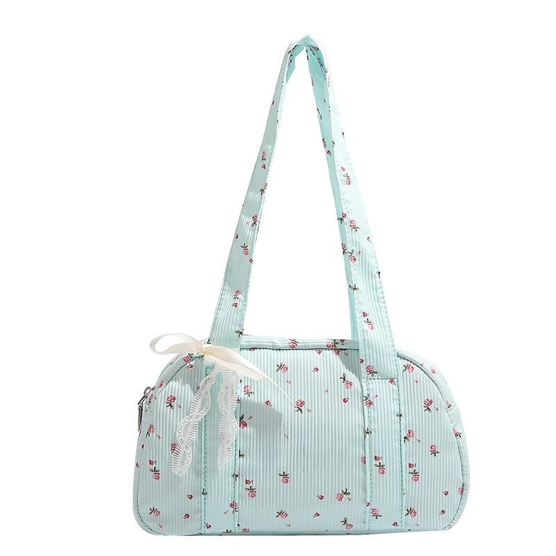Girls' Heart Cotton Canvas Bowling Bag Sweet Handbag Shoulder Bag