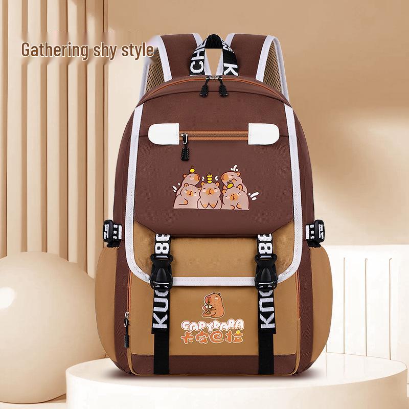 Ryggsäck med stor kapacitet och vattentät kapybara för barn - Lättviktig, ryggskyddande skolväska