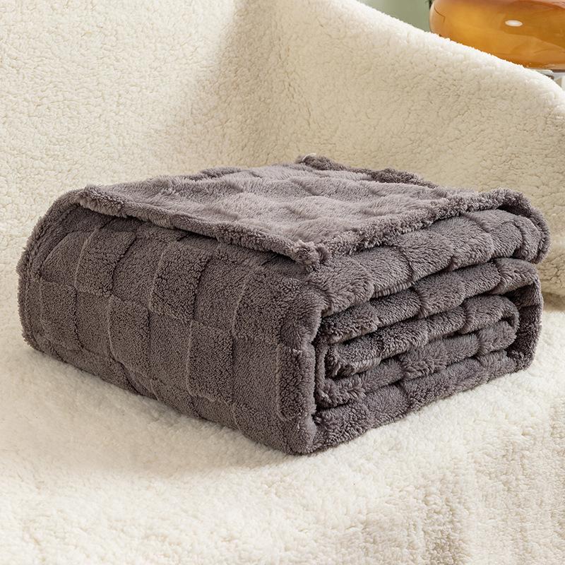 Plush Checkered Taffeta Jacquard Sofa Cover Blanket