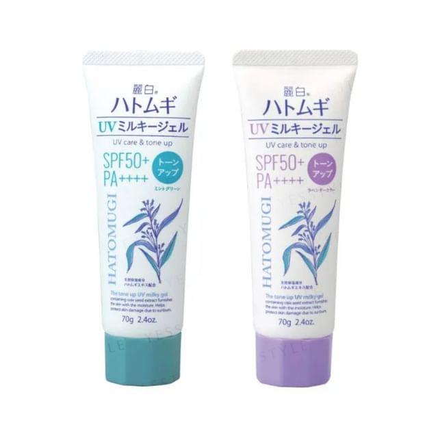 KUMANO COSME - Reihaku Hatomugi Осветляющий УФ-молочко-гель SPF 50+ PA++++ Lavender - 70g