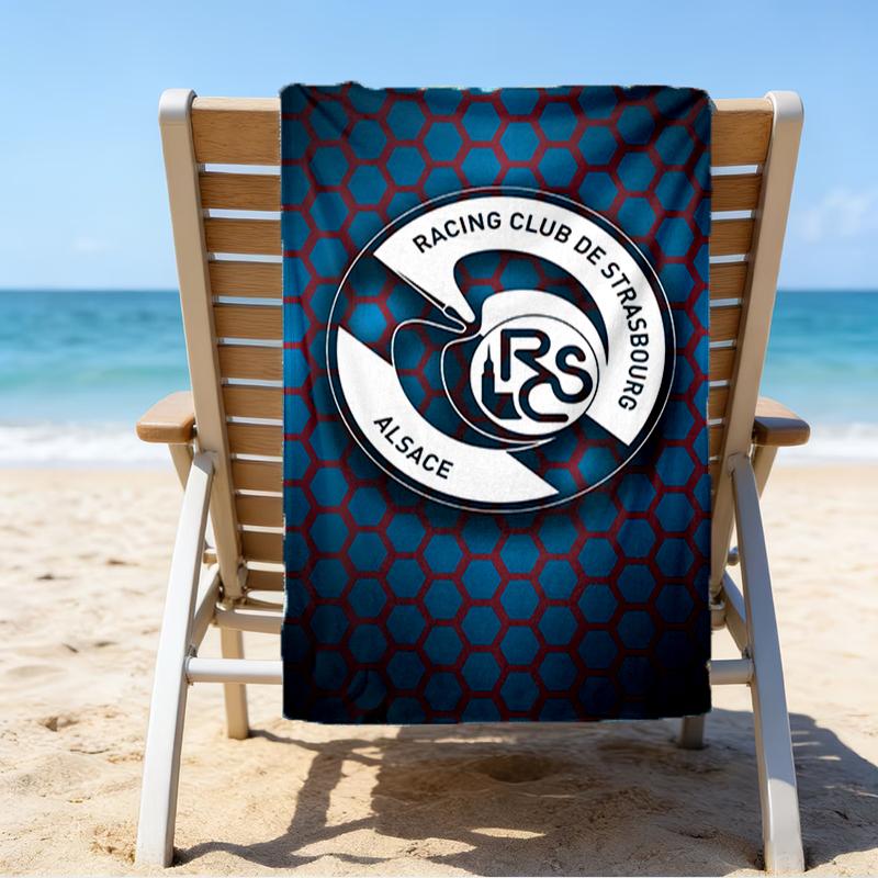 Fußball Straßburg Wappen Strandtuch - Weiche, Saugfähige Mikrofaser, Leicht, Ideal für Den Strand, Partys, Reisen, Camping Fan Geschenke
