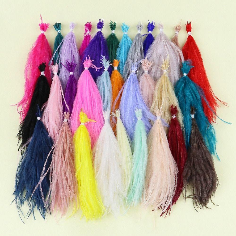 100Pcs DIY Natural Ostrich Feather Ribbon Tassel Feathers Trim for Craft Jewelry Making Accessory