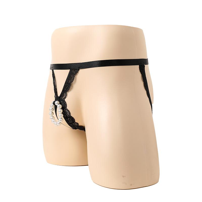 Men's elastic underwear hollow leak pp lace ribbon four-corner sex underwear men's sex underwear
