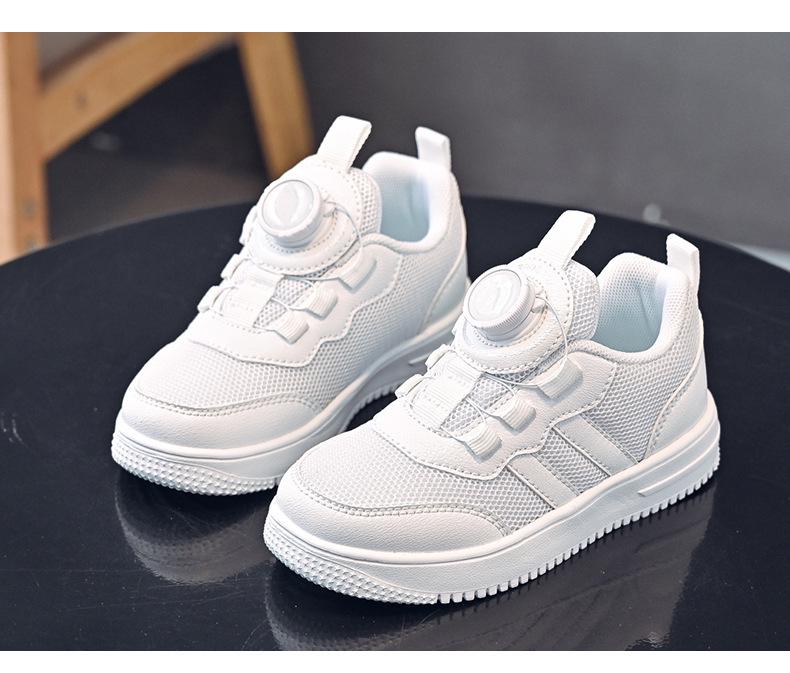 Babudou Kids' Skate Shoes 2024: Boys' & Girls' Breathable White Casuals with Button