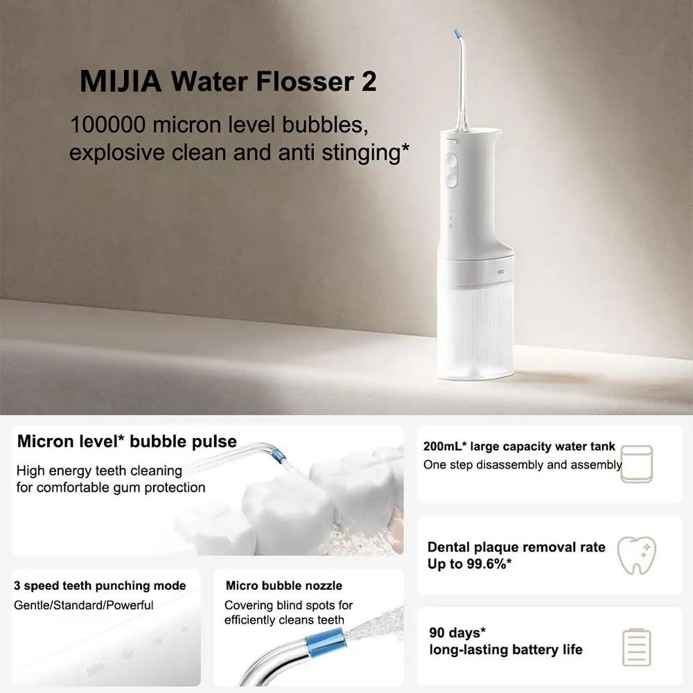 2 Dental Teeth Whitening Flosser Portable Oral Irrigator tooth Cleaner vibration Water Thread