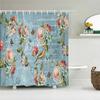 Waterproof Fabric Shower Curtain Colorful Flowers Pattern Printed  Shower Curtains With 12 Hooks Multi-size Bath Screen