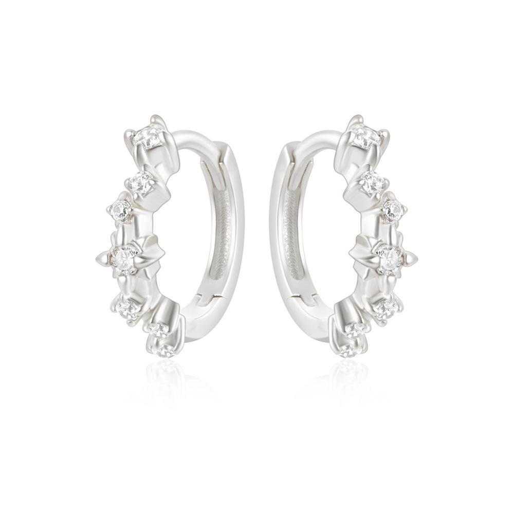 Stylish And Simple S925 Sterling Silver Daily With Classic Diamond-Encrusted Light Luxury Cold Earrings Earrings Earrings